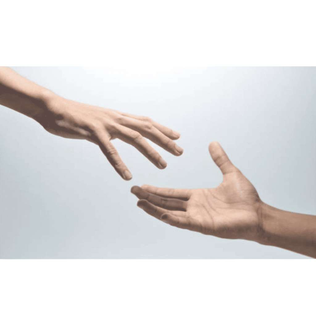 Deux mains qui se tendent symbolisant la relation d'aide bienveillante soutien émotionnel libération de la parole et accompagnement thérapeutique à Cormeilles en Parisis