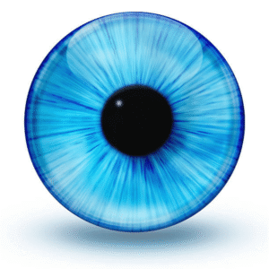 Œil bleu illustrant l'EMDR désensibilisation par mouvements oculaires pour libérer traumatismes stress post-traumatique et chocs émotionnels enfouies
